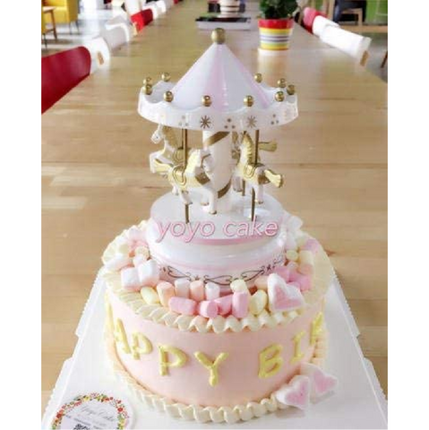 Cake Topper Cake Decoration Musical Carousel - Pink