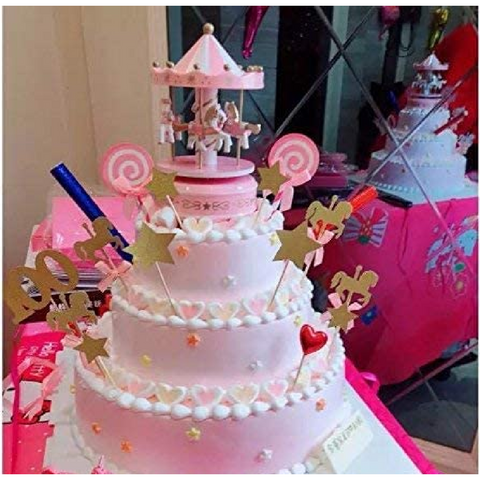 Cake Topper Cake Decoration Musical Carousel - Pink