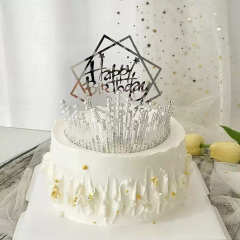 Cake Topper Cake Decoration Wedding Bridal Tiara Vintage Crown with Pearls