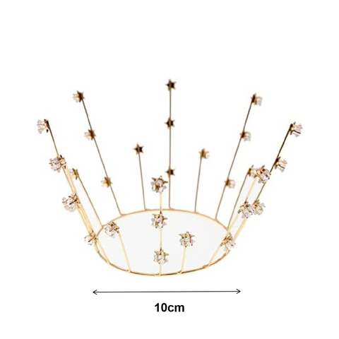 Cake Topper Cake Decoration Wedding Bridal Tiara Vintage Crown with Stars - Gold
