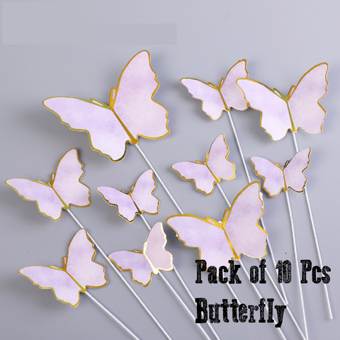 10Pcs Cake Decoration Cake Topper 3D Butterflies - Purple
