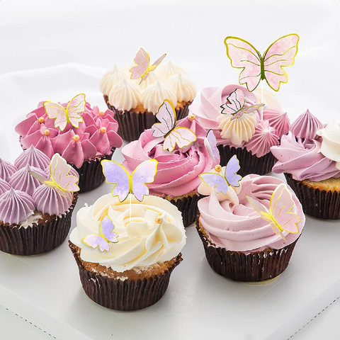 10Pcs Cake Decoration Cake Topper 3D Butterflies - Purple