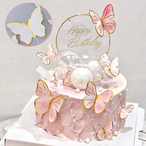 10Pcs Cake Decoration Cake Topper 3D Butterflies - White