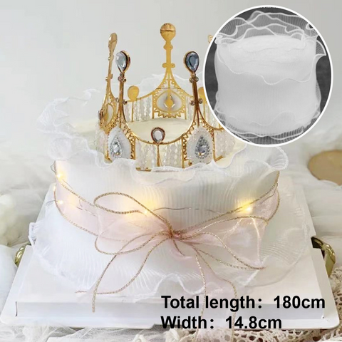 Cake Decoration - Fine Mesh Cake Fringe Ribbon - 180 x 14.5cm
