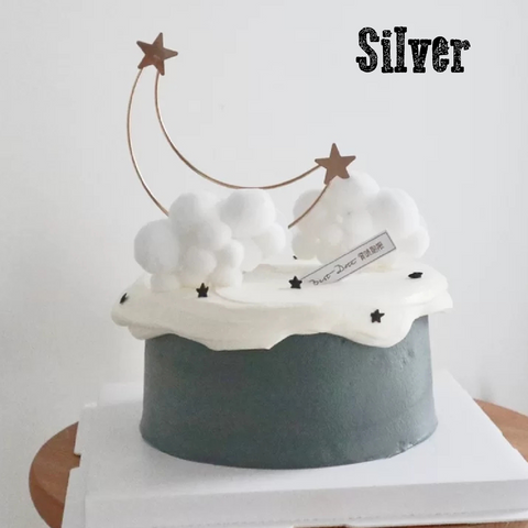 Cake Decoration Cake Topper Metal Stars & Moon - Silver