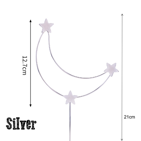 Cake Decoration Cake Topper Metal Stars & Moon - Silver