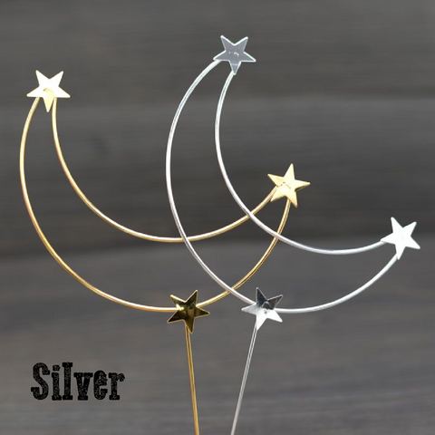 Cake Decoration Cake Topper Metal Stars & Moon - Silver