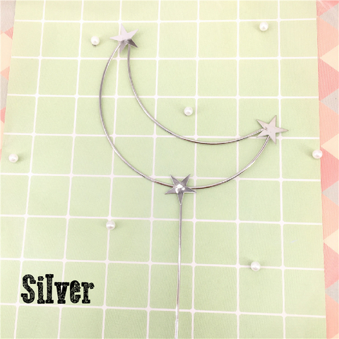 Cake Decoration Cake Topper Metal Stars & Moon - Silver