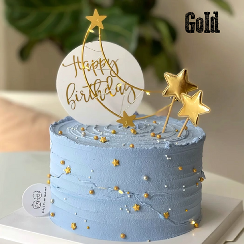 Cake Decoration Cake Topper Metal Stars & Moon - Gold