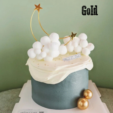 Cake Decoration Cake Topper Metal Stars & Moon - Gold