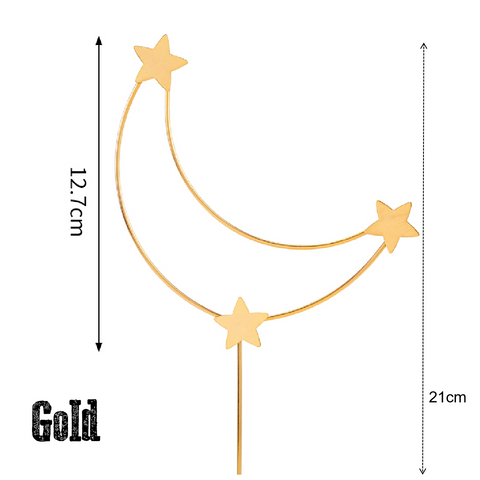 Cake Decoration Cake Topper Metal Stars & Moon - Gold