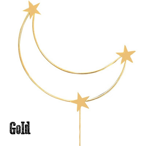 Cake Decoration Cake Topper Metal Stars & Moon - Gold