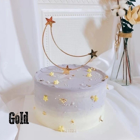 Cake Decoration Cake Topper Metal Stars & Moon - Gold