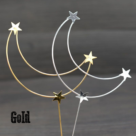 Cake Decoration Cake Topper Metal Stars & Moon - Gold