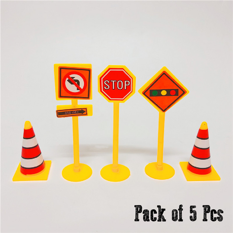 Cake Topper Decoration Construction Road Signs/Barricades - Set of 5Pcs