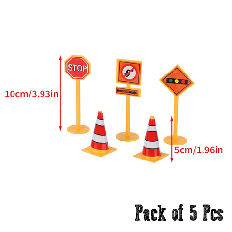 Cake Topper Decoration Construction Road Signs/Barricades - Set of 5Pcs