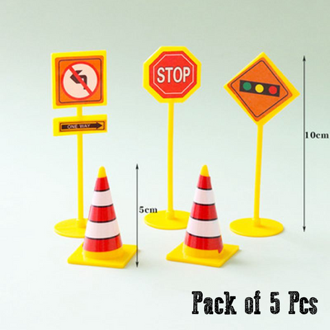 Cake Topper Decoration Construction Road Signs/Barricades - Set of 5Pcs