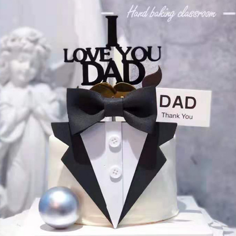 Cake Topper Cake Decoration - Father's Day Dad Suit Bow Tie