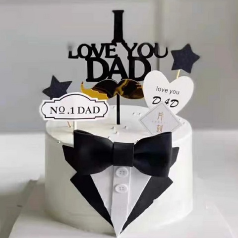 Cake Topper Cake Decoration - Father's Day Dad Suit Bow Tie