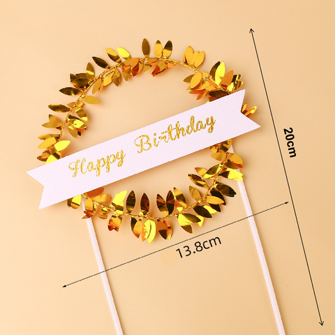 Happy Birthday Cake Topper Cake Decoration - Gold Garland