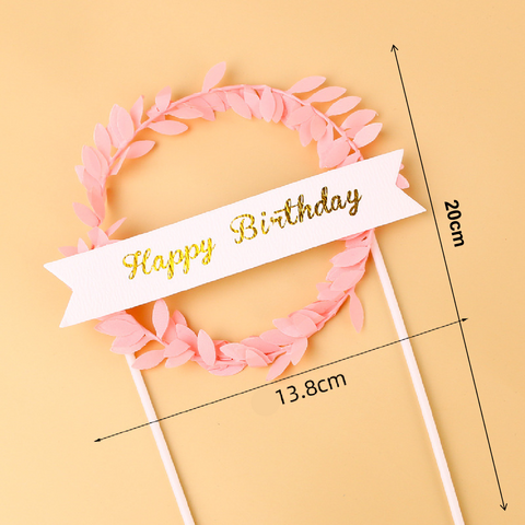 Happy Birthday Cake Topper Cake Decoration - Pink Garland