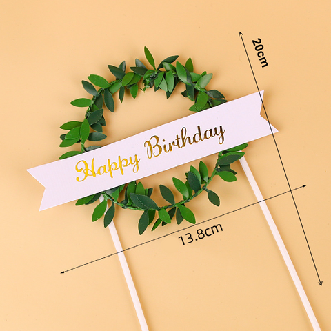 Happy Birthday Cake Topper Cake Decoration - Green Garland