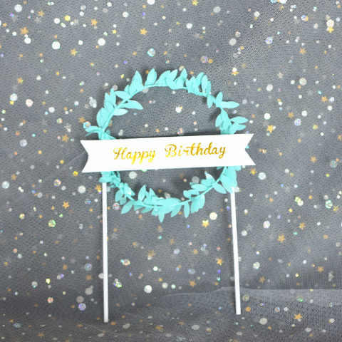 Happy Birthday Cake Topper Cake Decoration - Blue Garland