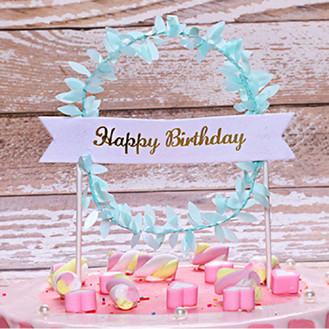 Happy Birthday Cake Topper Cake Decoration - Blue Garland