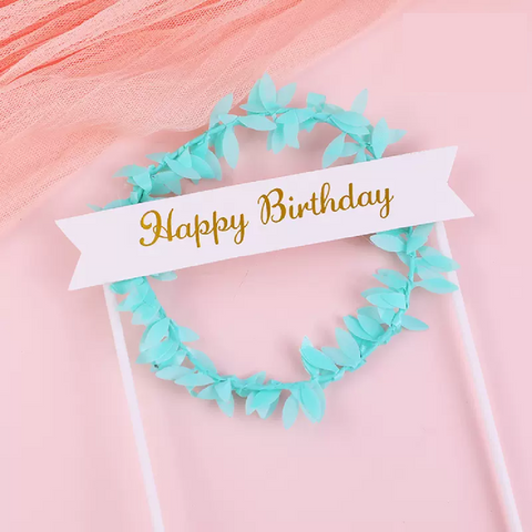 Happy Birthday Cake Topper Cake Decoration - Blue Garland