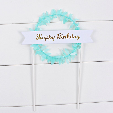 Happy Birthday Cake Topper Cake Decoration - Blue Garland