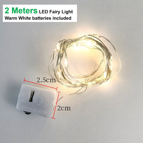 2 Pack LED Fairy Lights 3 Mode 2m String Wired Lights - Warm White