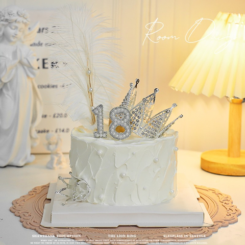 Cake Topper Cake Decoration Glitter & White Pearl - Number 0