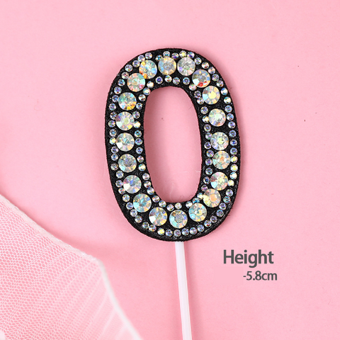 Cake Topper Cake Decoration Black & Diamond - Number 0