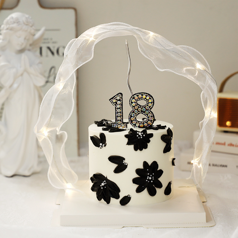 Cake Topper Cake Decoration Black & Diamond - Number 0