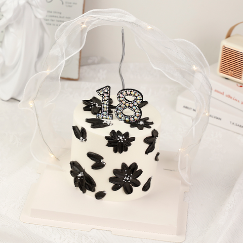 Cake Topper Cake Decoration Black & Diamond - Number 0