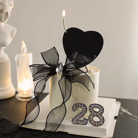 Cake Topper Cake Decoration Black & Diamond - Number 0