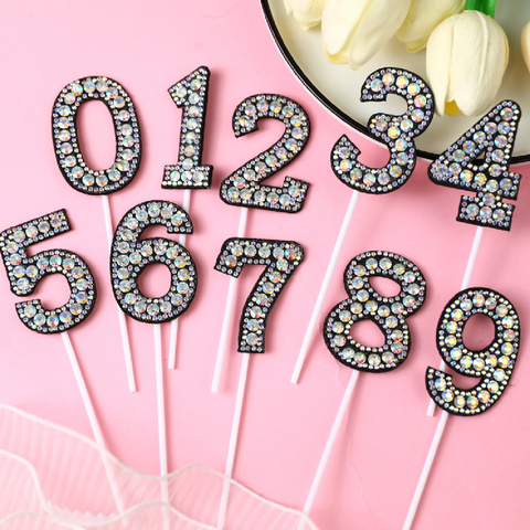 Cake Topper Cake Decoration Black & Diamond - Number 0