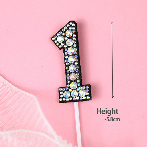 Cake Topper Cake Decoration Black & Diamond - Number 1