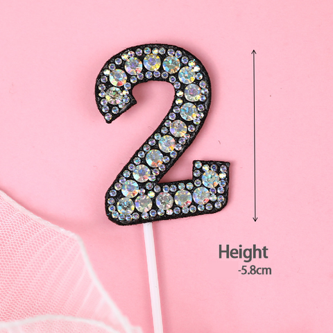 Cake Topper Cake Decoration Black & Diamond - Number 2