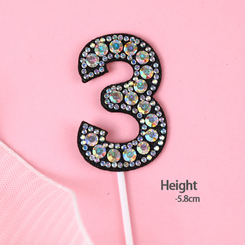 Cake Topper Cake Decoration Black & Diamond - Number 3