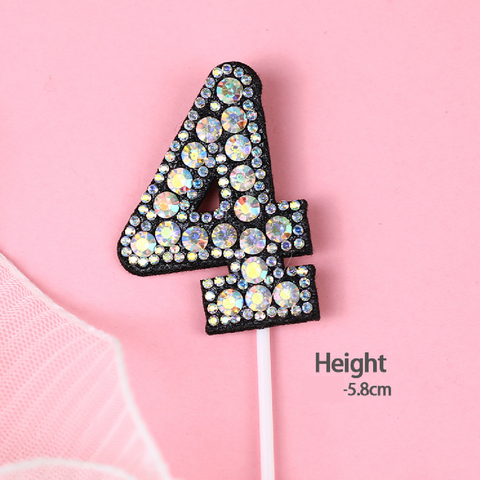 Cake Topper Cake Decoration Black & Diamond - Number 4