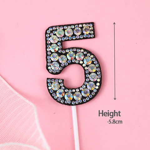 Cake Topper Cake Decoration Black & Diamond - Number 5