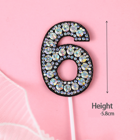 Cake Topper Cake Decoration Black & Diamond - Number 6