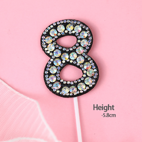 Cake Topper Cake Decoration Black & Diamond - Number 8