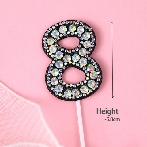 Cake Topper Cake Decoration Black & Diamond - Number 8