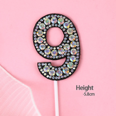 Cake Topper Cake Decoration Black & Diamond - Number 9