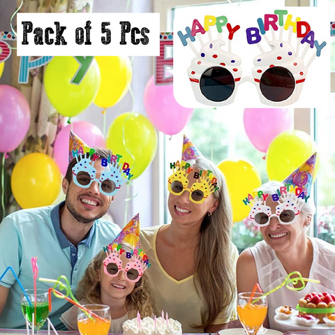 5 Pairs Kids' Party Glasses Birthday Toy Party Costume Accessories - White