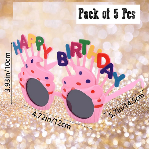 5 Pairs Kids' Party Glasses Birthday Toy Party Costume Accessories - Pink