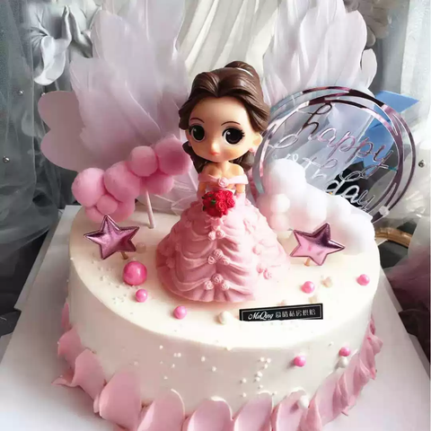 Cake Topper Kids' Parties Cake Decoration - Princess Belle - Pink