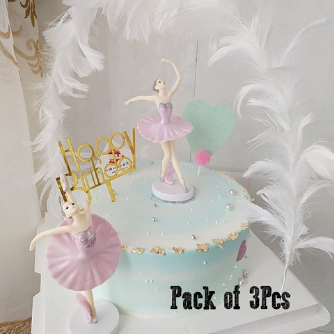 Cake Topper Wedding Cake Decorations Ballerinas - Set of 3 - Pink